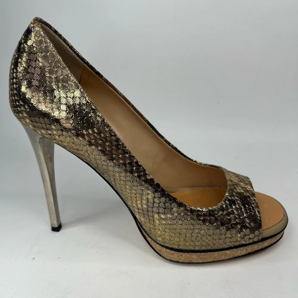 GIUSEPPE ZANOTTI DESIGN Made in Italy 🇮🇹 GENUINE LEATHER Snakeskin Heels‎ 38.5